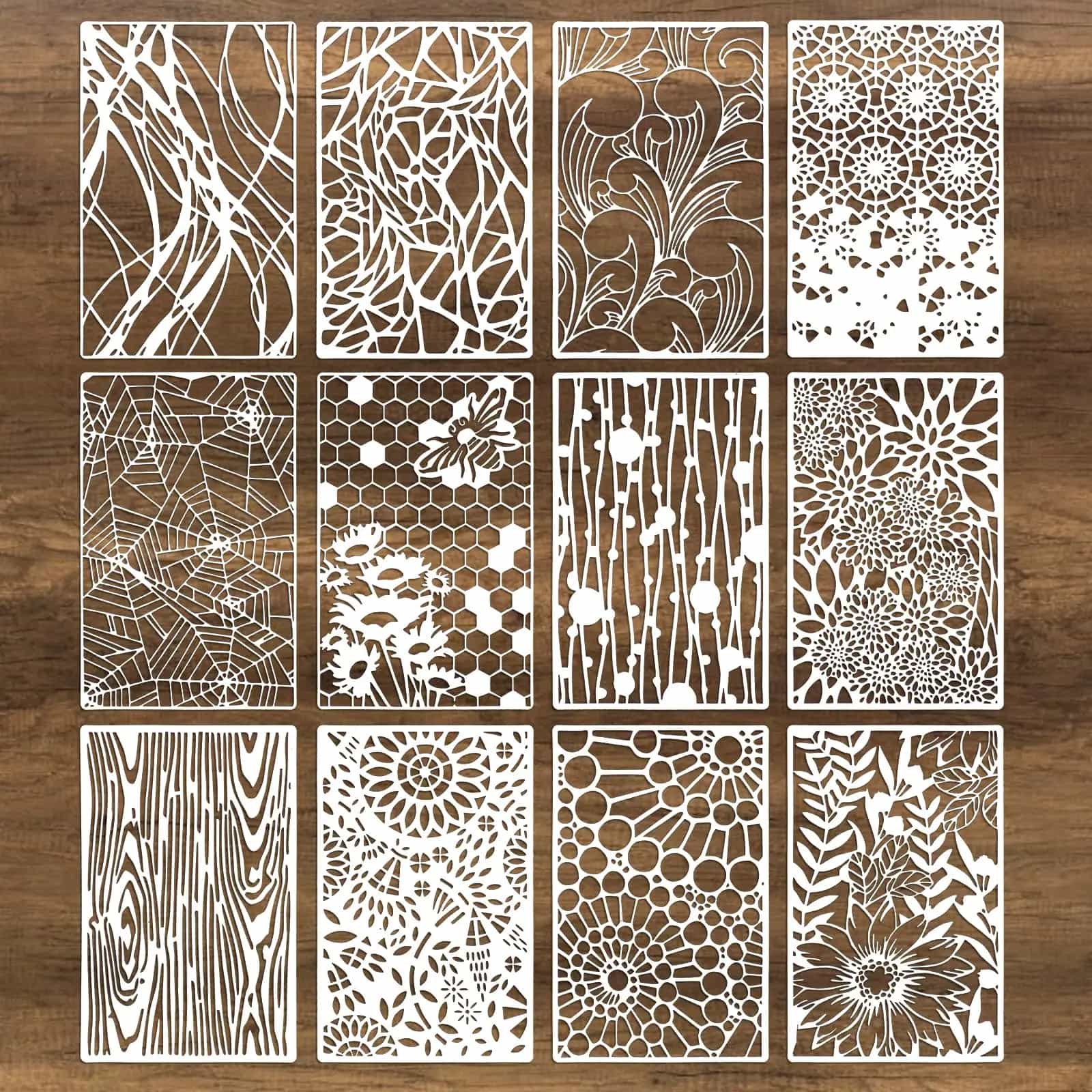 12 Pcs Christmas Painting Stencils, 18x28cm Reusable PET Templates