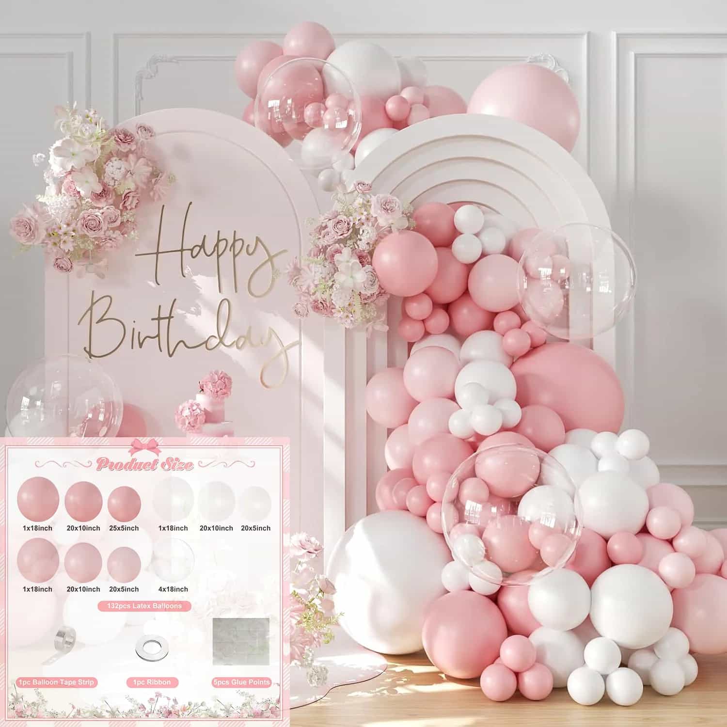 Pink Latex Balloon Arch Set for Weddings and Birthdays