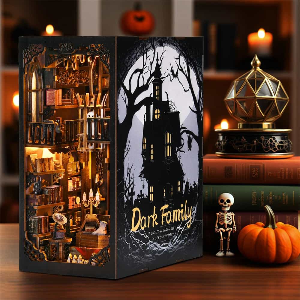 DIY Wooden Book Nook Kit - Dark Family Gothic Bookshelf Insert