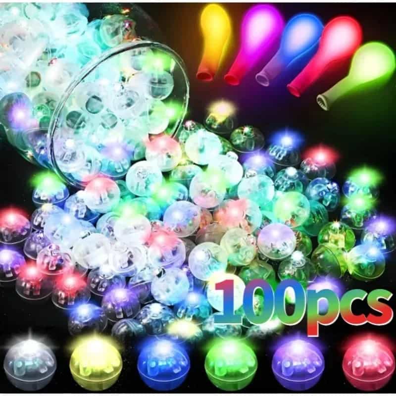 Mini LED Ball Lights, White, 10 Pcs Balloon Party Lanterns