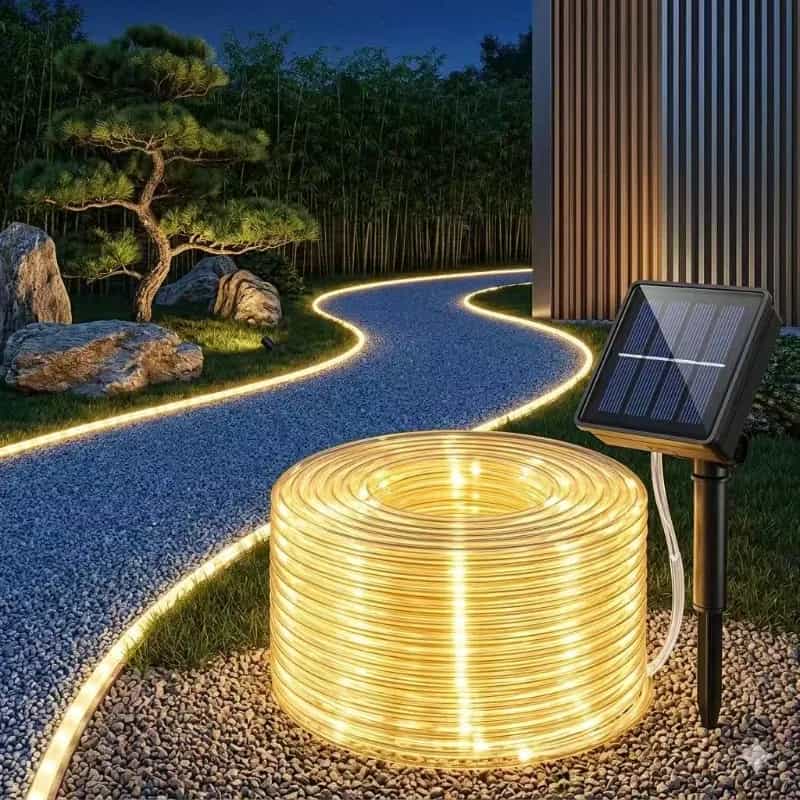 7m Solar Christmas Rope Light, White 50 LED Outdoor Garland