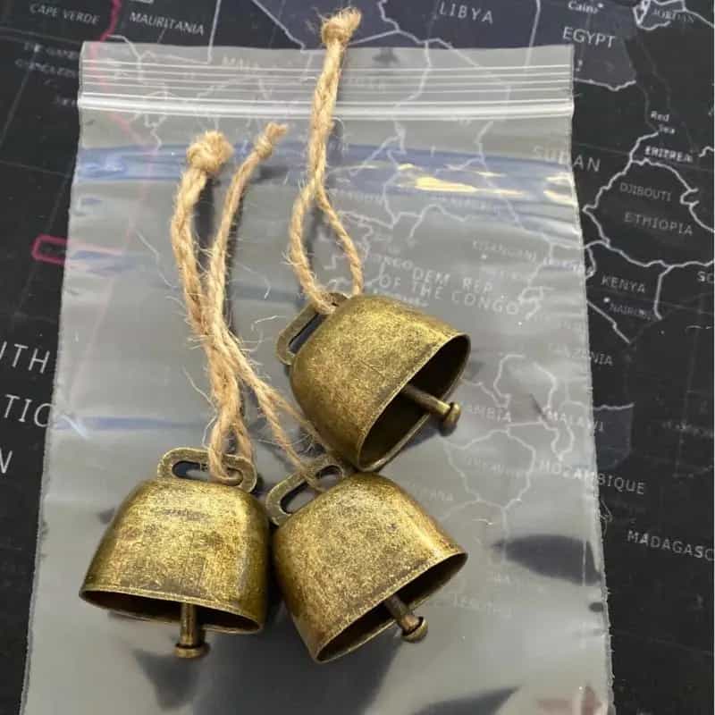 Copper Jingle Bell Christmas Ornament with Hemp Rope