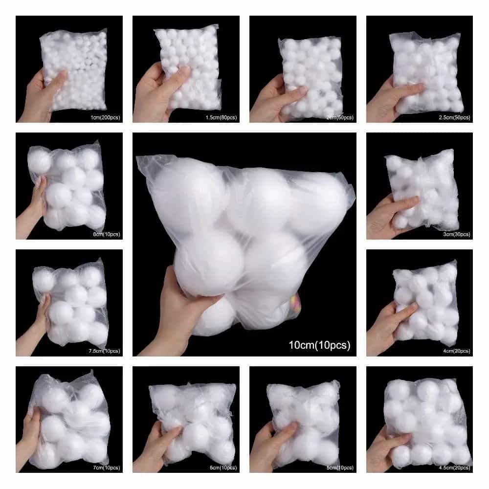 White Polystyrene Foam Balls for Christmas Tree Decorating