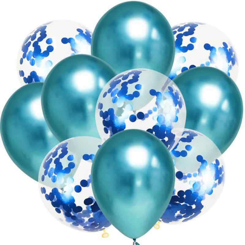 Metallic Confetti Balloons, 2 Styles, 34.5 cm Party Balloon Set