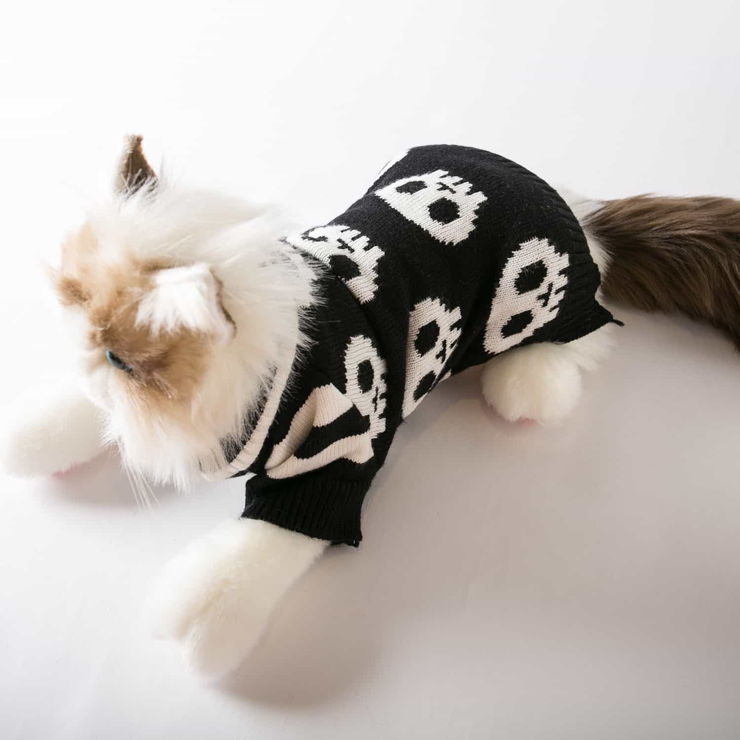 Halloween Skull Knitted Cat Sweater for Pets