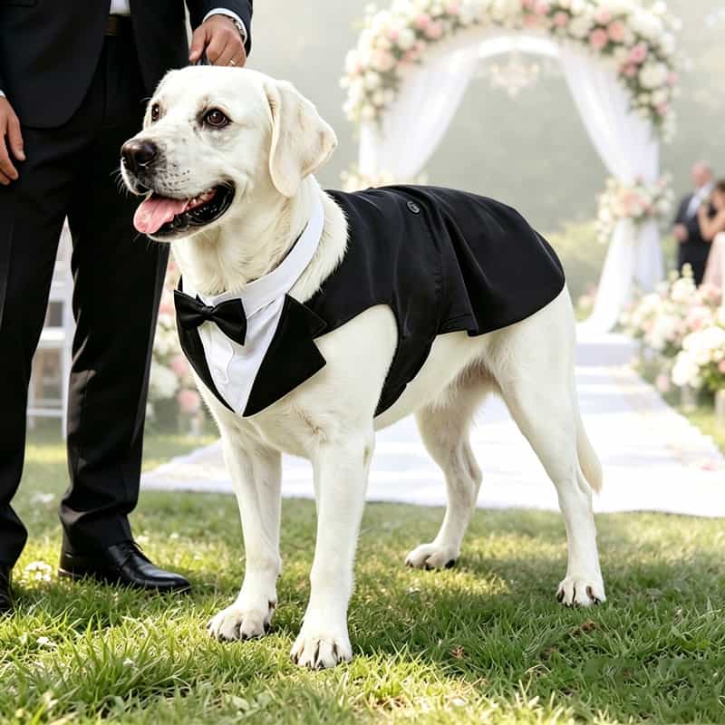 Dog Tuxedo Pet Wedding and Groomsmen Outfit, Black Striped