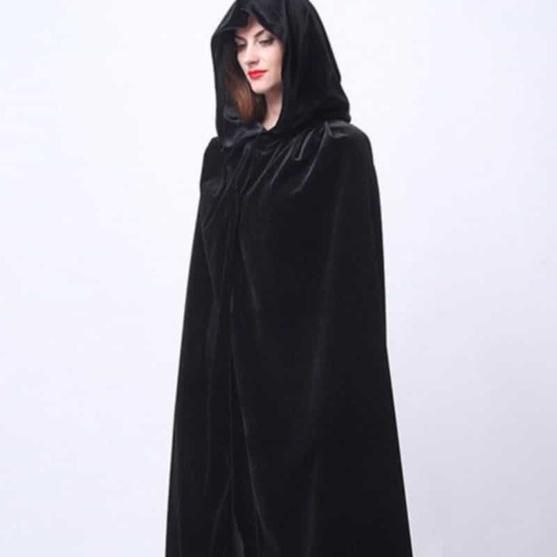 Lightweight Black Velvet Cape Cloak for Halloween