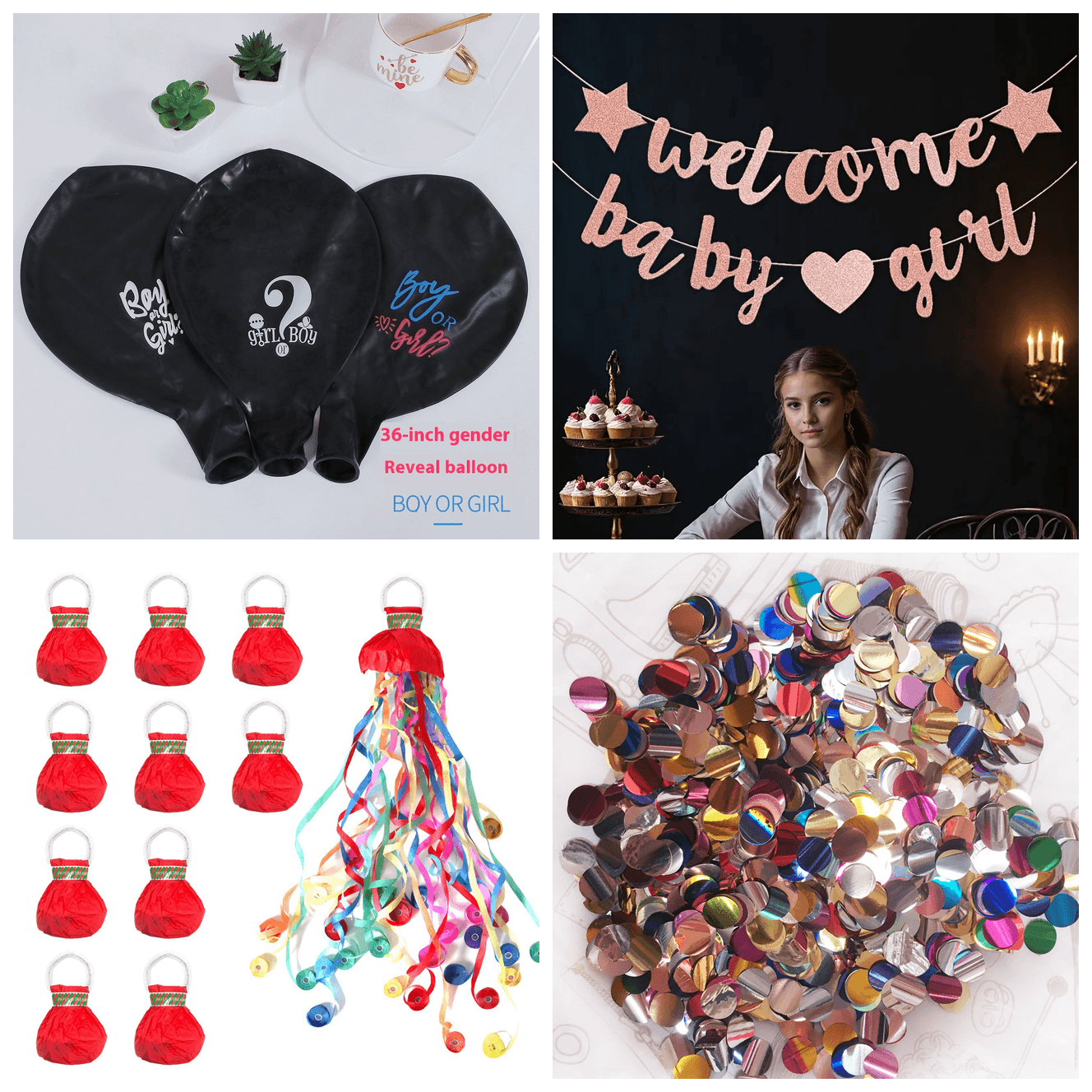 Gender Reveal Party Kit - Balloons, Banner and Confetti
