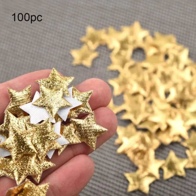 100 Pcs Padded Fabric Star Appliques for Craft and Party Decor