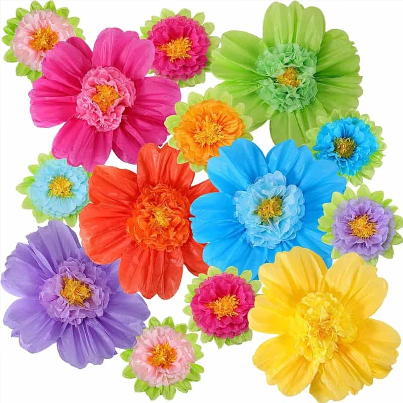 12 Pcs Large Tissue Paper Flowers, 50.8 cm (20 in) Pom Poms