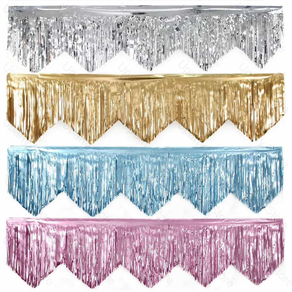 Silver Foil Fringe Garland, 6.56 ft Party Backdrop Curtain