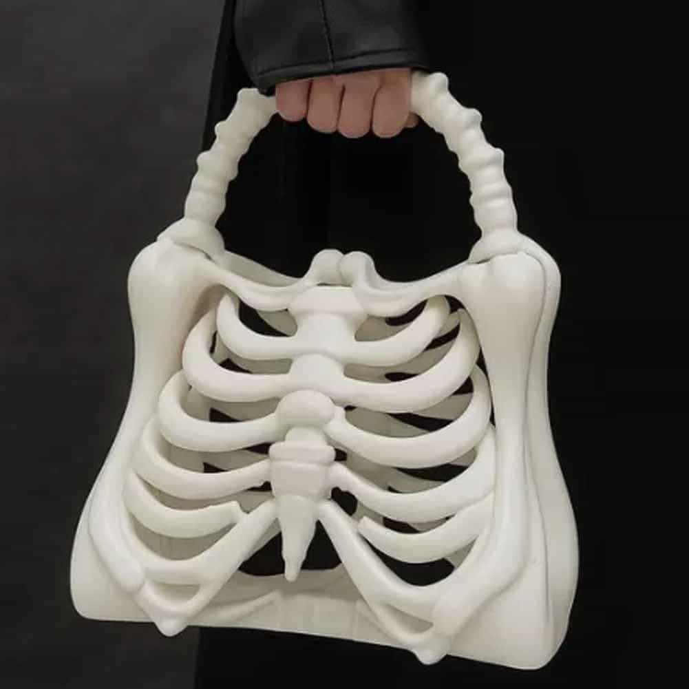Printed Skeleton Bone Bag Decoration in White Plastic